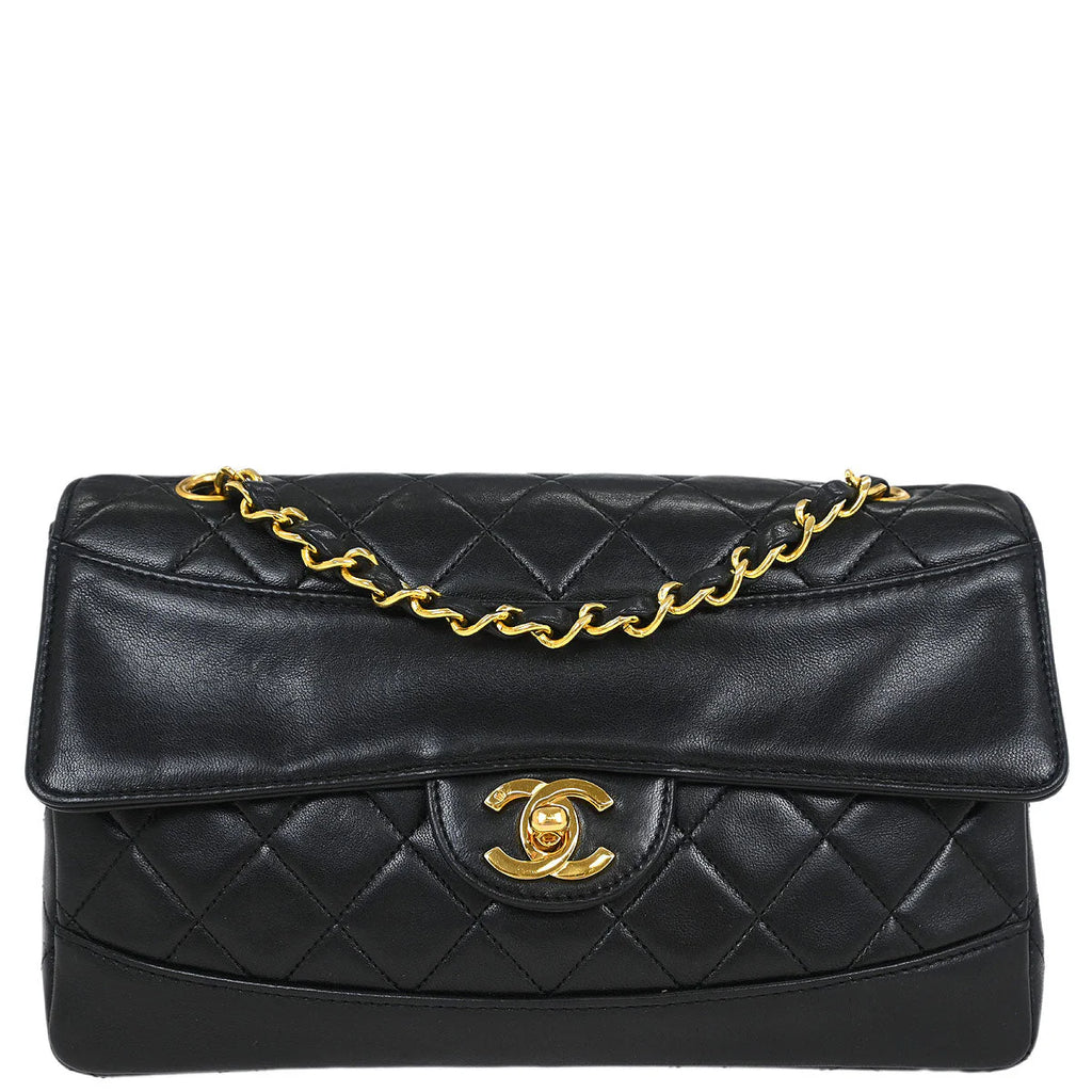 Chanel 1989-1991 Black Lambskin Shoulder Bag