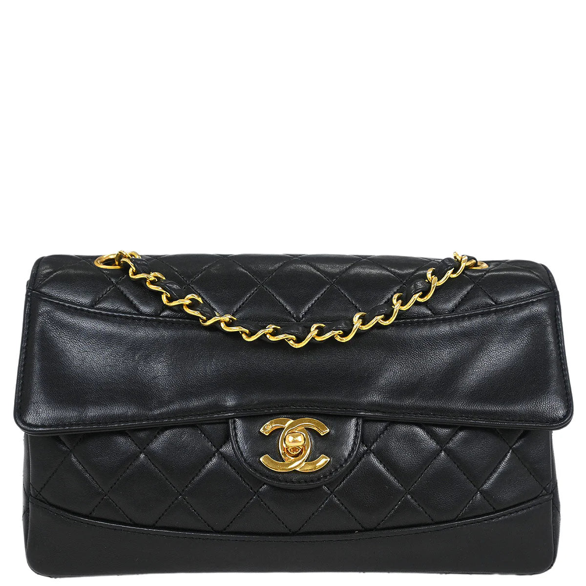 Chanel 1989-1991 Black Lambskin Shoulder Bag