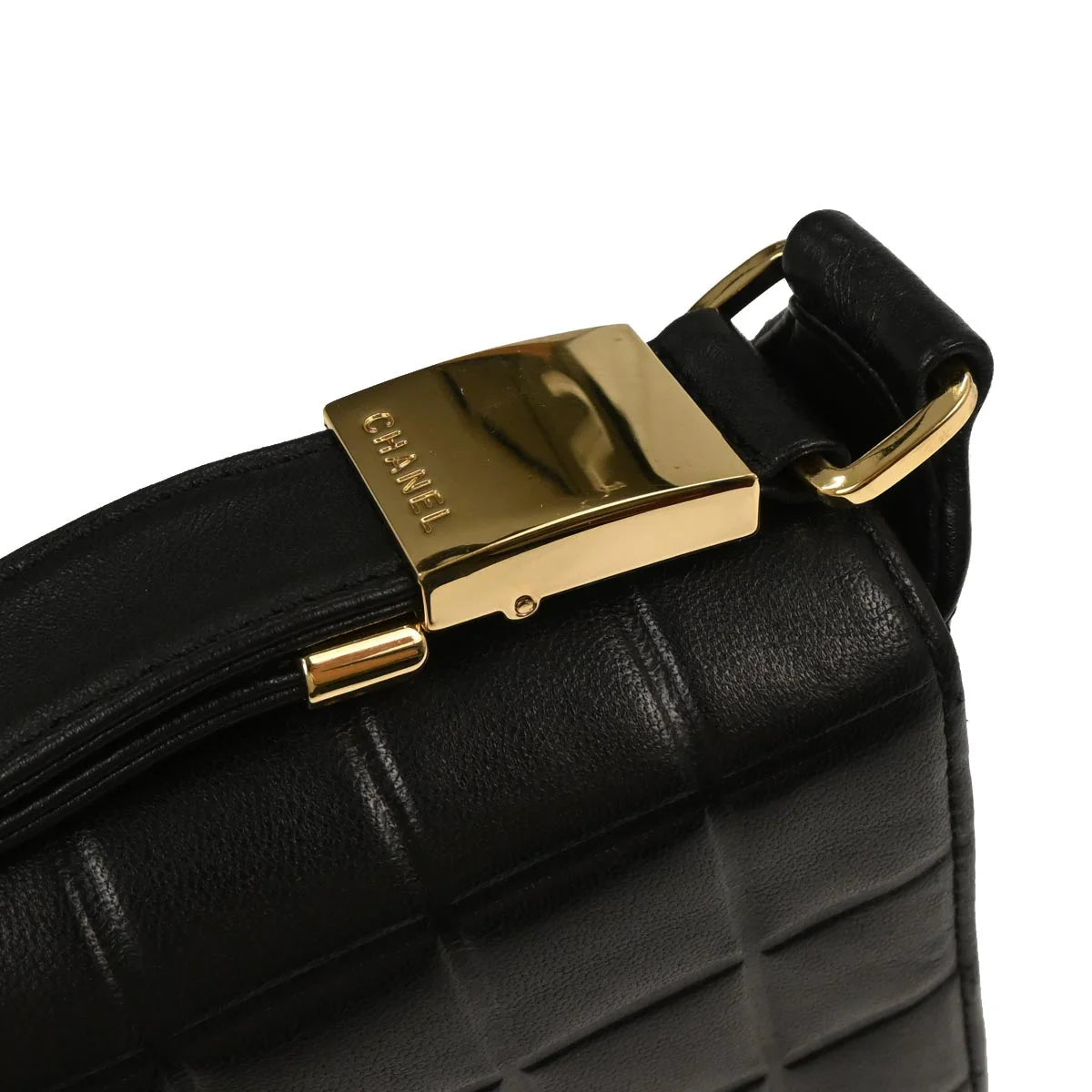 Chanel 2000-2001 Black Lambskin Choco Bar Shoulder Bag